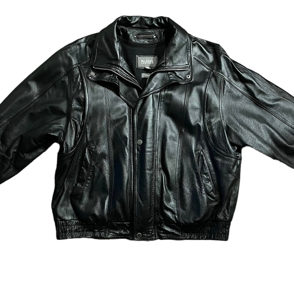 Wilsons Leather Thinsulate Lined 2-in-1 Black Bomber Jacket Men Extra Large XL